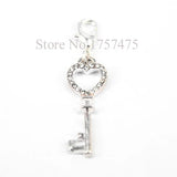20pcs Crystal Heart Key Charms for Floating Locket Pendant