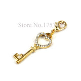 20pcs Crystal Heart Key Charms for Floating Locket Pendant