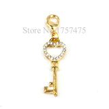 20pcs Crystal Heart Key Charms for Floating Locket Pendant