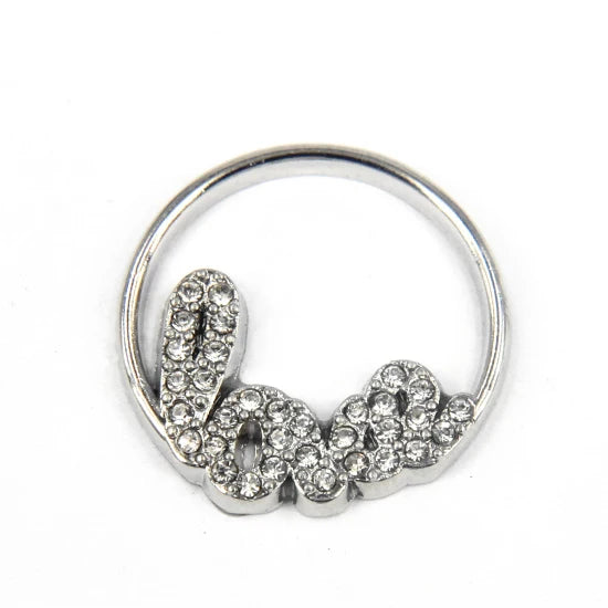 22mm Rhinestone Love Plate for 30mm Memory Locket - 10pcs/lot