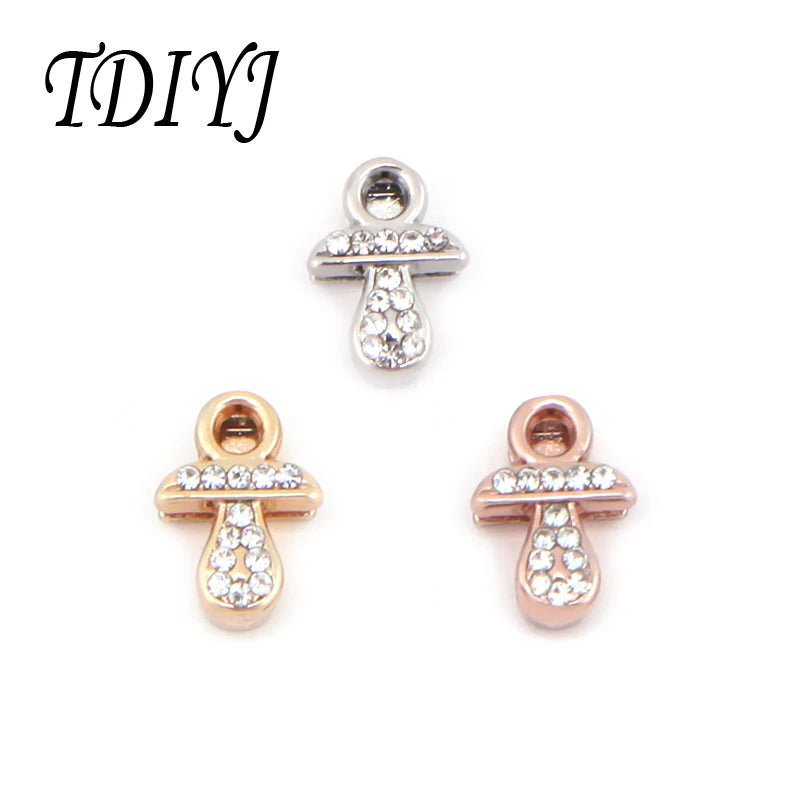 8mm Crystal Slide Charms for Bracelet Keeper Women Jewelry 6pcs/lot