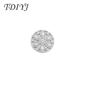 33mm Flower Coin Disc w/ Crystals for 35mm Frame Pendants Women 1pc