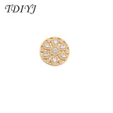 33mm Flower Coin Disc w/ Crystals for 35mm Frame Pendants Women 1pc