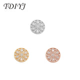 33mm Flower Coin Disc w/ Crystals for 35mm Frame Pendants Women 1pc