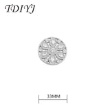 33mm Flower Coin Disc w/ Crystals for 35mm Frame Pendants Women 1pc