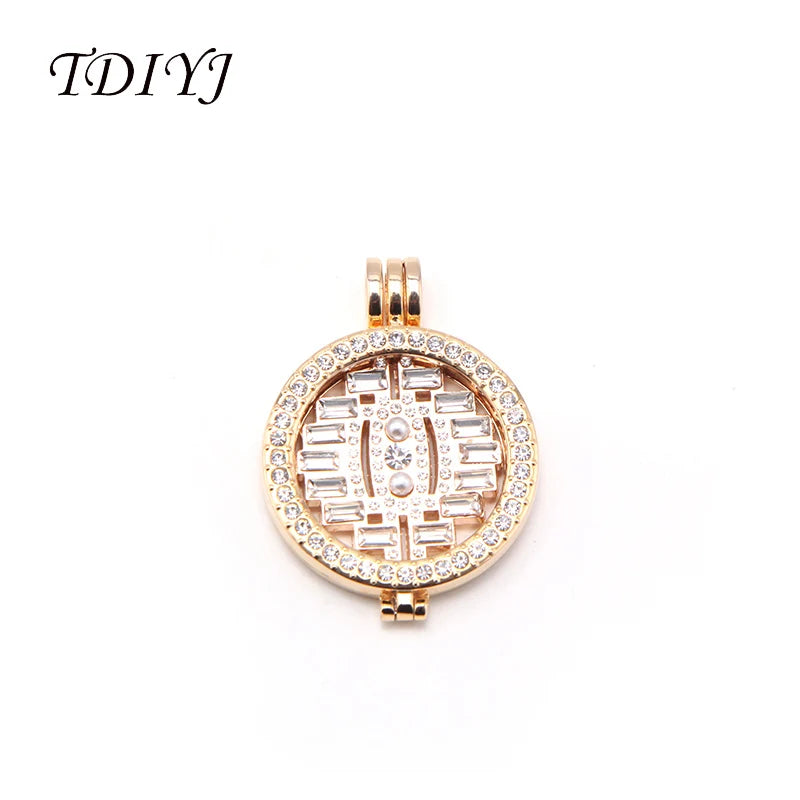 Vintage Curls Crystal Coin Disc for Pendant Necklace Women