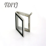 Rhombus Stainless Steel Magnetic Floating Glass Locket Pendant Necklace