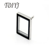 Rhombus Stainless Steel Magnetic Floating Glass Locket Pendant Necklace