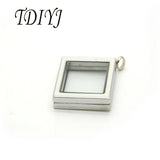 Rhombus Stainless Steel Magnetic Glass Locket Pendant Necklace Women