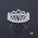 Mini Round Tiara Crown Comb Silver Crystal Rhinestone Bridal Hair Accessory
