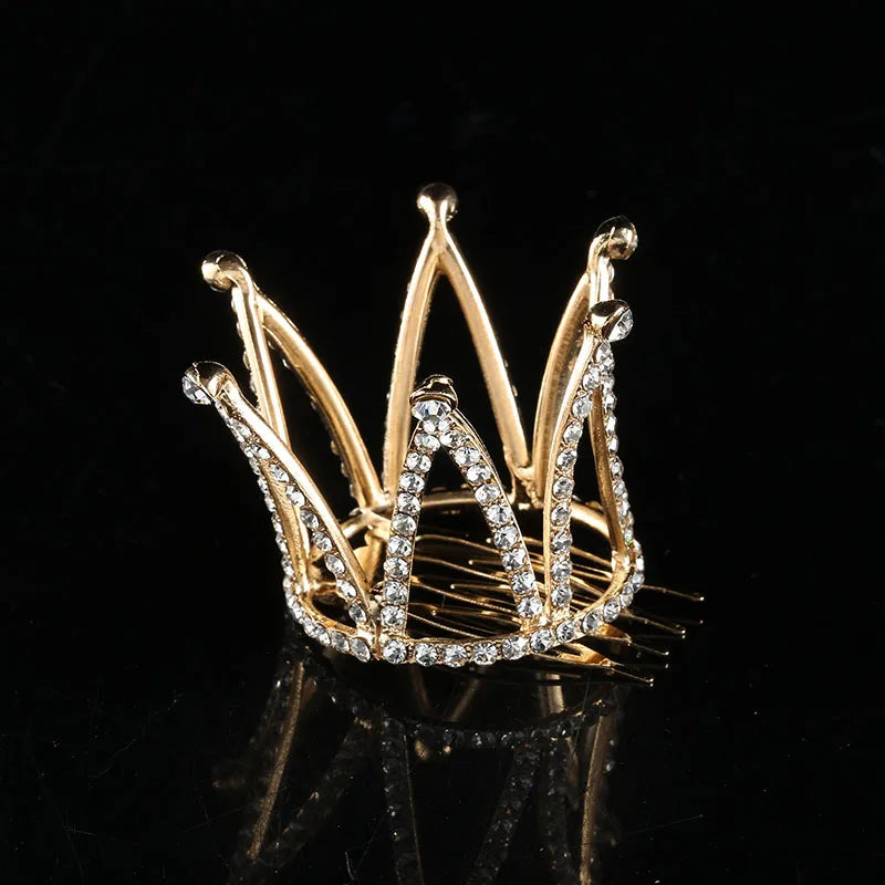 Mini Round Tiara Crown Hair Comb for Kids Girls