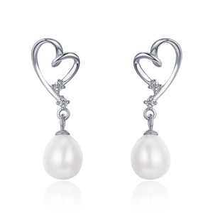 TE2 Pearl 925 Sterling Silver CZ Earrings For Women Girl Gift