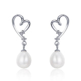 TE2 Pearl 925 Sterling Silver CZ Earrings For Women Girl Gift