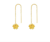 TE3 Silver Flower Buds Green CZ Hoop Earrings for Women