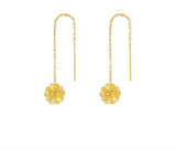 TE3 Silver Flower Buds Green CZ Hoop Earrings for Women