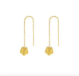 TE3 Silver Flower Buds Green CZ Hoop Earrings for Women