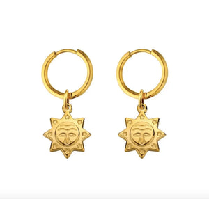TE5 Zircon Women Earrings Star Moon Drop Piercing Earrings