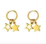 TE5 Zircon Women Earrings Star Moon Drop Piercing Earrings