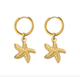 TE5 Zircon Women Earrings Star Moon Drop Piercing Earrings