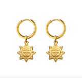 TE5 Zircon Women Earrings Star Moon Drop Piercing Earrings