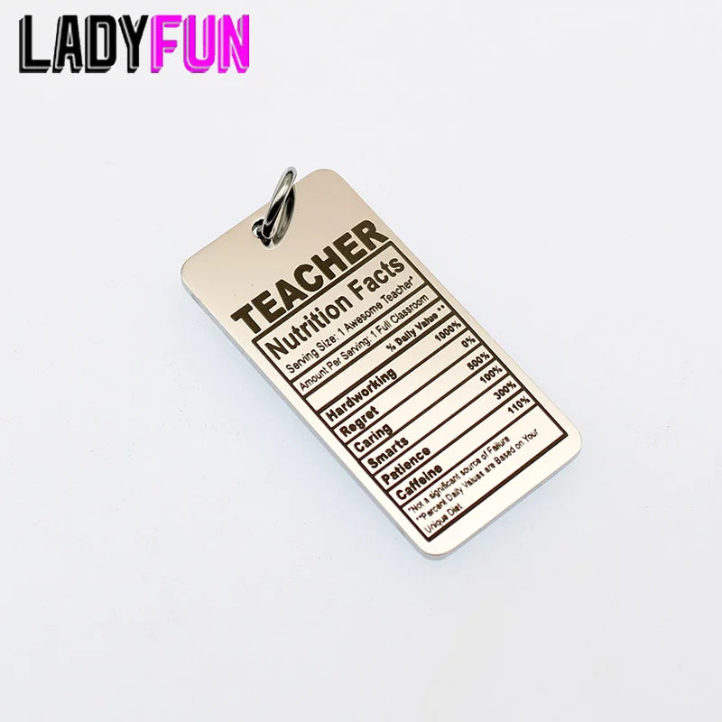 Teachers Nutritional Facts Stainless Steel Charms High Polish Pendant 10pcs