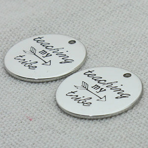 Charms Pendant Necklace, Laser Engraved Charm, 22mm, 5Pcs/Lot