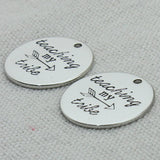 Charms Pendant Necklace, Laser Engraved Charm, 22mm, 5Pcs/Lot
