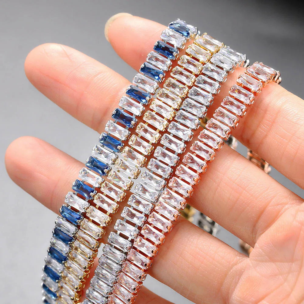 CZ Tennis Bracelet Bangle Style Crystal Hand Chain Jewelry