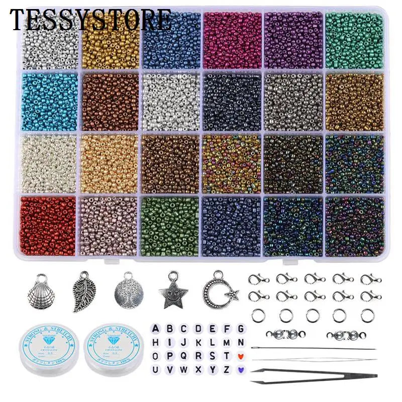 2mm Glass Seed Beads Box Set With Tools Alphabet Beads