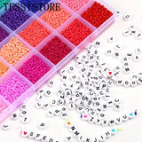 2mm Glass Seed Beads Box Set With Tools Alphabet Beads