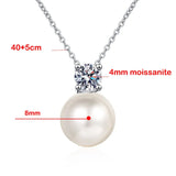 0.3CT Moissanite Pearl Pendant 925 Silver Necklace for Wedding Date