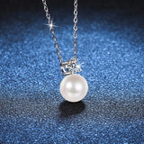 0.3CT Moissanite Pearl Pendant 925 Silver Necklace for Wedding Date