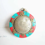 TGB258 Tibetan Mantras Prayer Box Gau Lucky Eight Auspicious Babao Copper