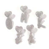 Bling King CZ Double-heart Clasp Initial Necklace