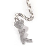 Bling King CZ Double-heart Clasp Initial Necklace