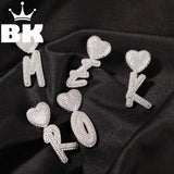 Bling King CZ Double-heart Clasp Initial Necklace