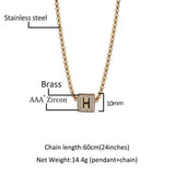 Bling King Cube Initial Letter Number Pendant Iced Out Box Chain