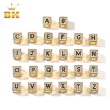 Bling King Cube Initial Letter Number Pendant Iced Out Box Chain