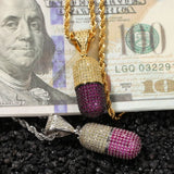 THE BLING KING A Pill Can Be Opened Necklace Hip Hop Full 