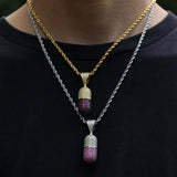 THE BLING KING A Pill Can Be Opened Necklace Hip Hop Full 