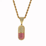 THE BLING KING A Pill Can Be Opened Necklace Hip Hop Full 