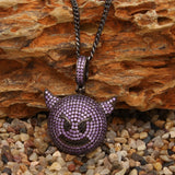 THE BLING KING Demon Evil Expression Necklace Hip Hop Full Iced Out CZ Stone