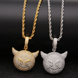 THE BLING KING Demon Evil Expression Necklace Hip Hop Full Iced Out CZ Stone
