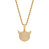 THE BLING KING Demon Evil Expression Necklace Hip Hop Full Iced Out CZ Stone