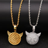 THE BLING KING Demon Evil Expression Necklace Hip Hop Full Iced Out CZ Stone