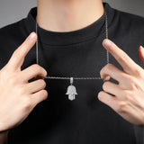 Bling King Iced Out Hamsa Hand Pendant Necklace