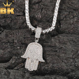 Bling King Iced Out Hamsa Hand Pendant Necklace
