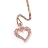 Iced Out Crystal Heart Pendant Necklace Women Valen...