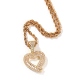 Iced Out Crystal Heart Pendant Necklace Women Valen...
