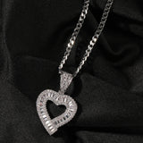 Iced Out Crystal Heart Pendant Necklace Women Valen...